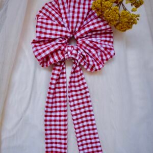 Maxi Chouchou avec lien motifs vichy rouge et blanc