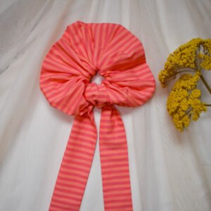 Chouchou XL a rayures avec lien