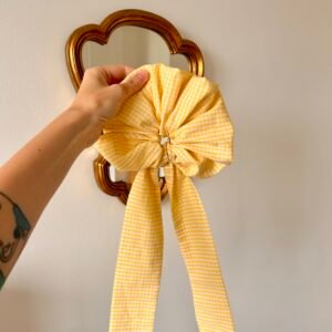 Maxi Chouchou avec lien motifs vichy jaune et blanc