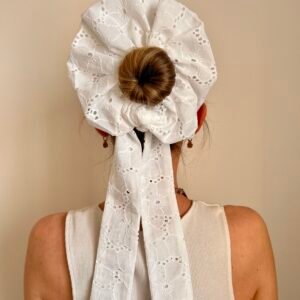 Chouchou XL avec lien broderie anglaise