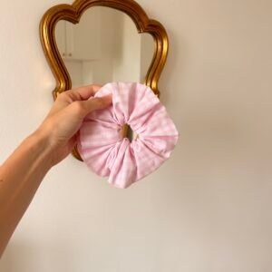 Chouchou vichy rose et blanc