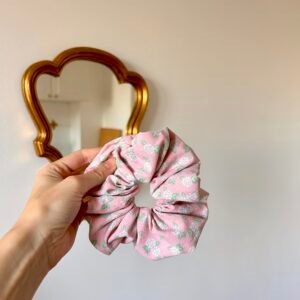 Chouchou fleurs rose vintage