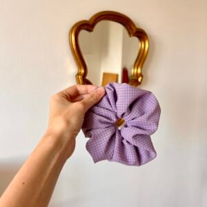 Chouchou carreaux violet et rose