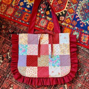 Sac cabas patchwork cottagecore bordeaux