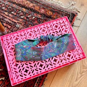 Bandeau cheveux Paisley vert et bleu vintage – Fait main