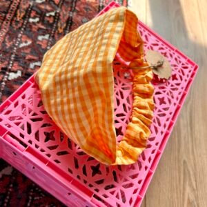 Bandeau Cheveux à Carreaux Vichy Orange – Fait Main