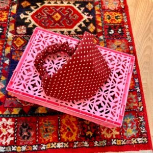 Bandeau Large bordeaux à Pois Blancs — Fait Main